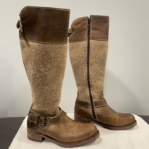 Women’s Bos.& Co. Brown Leather And Wool Sherpa Lined Zip Knee High Boots